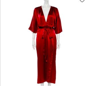 Red Silk Wrap Kimono dress Reformation